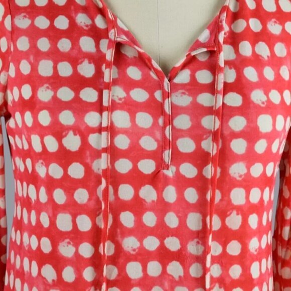 CHICO'S DOTTED RED MESH 3/4 SLEEVE TOP - Picture 3 of 7